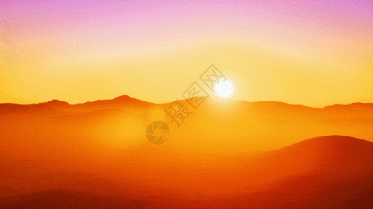 日落山脉剪影背景gif图片