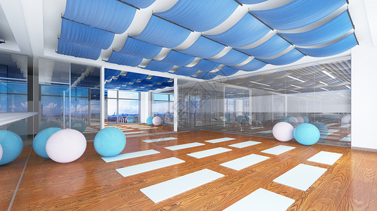 球瑜伽健身房场景设计图片