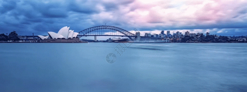 清新蓝天白云悉尼海湾gif动图高清图片