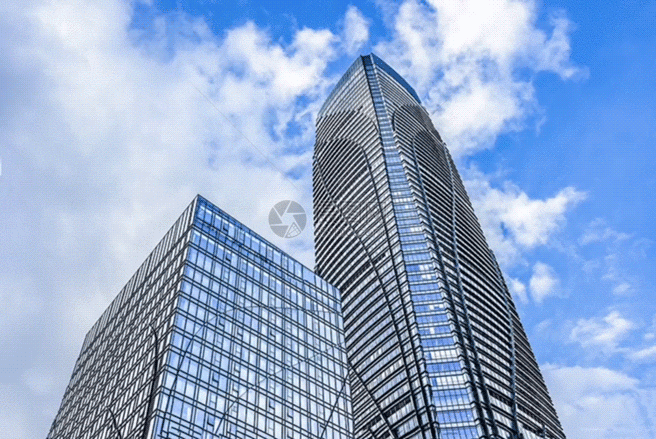 蓝天下的高楼大厦gif动图图片