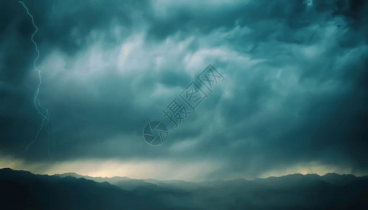 闪电素材山脉上空的风暴gif动图高清图片