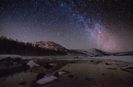 旅行冬天喀纳斯夜空星空银河gif高清图片