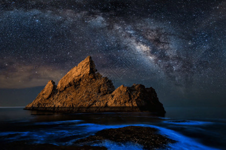 晚上的路阳光海岸上空的银河gif高清图片