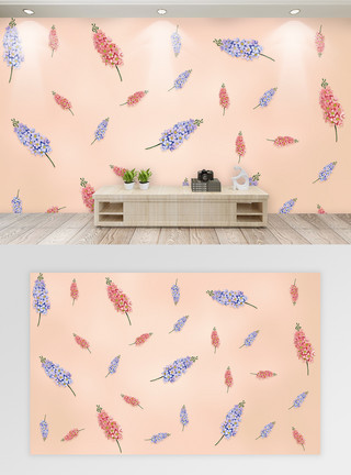 粉色风信子小清新风信子花卉背景墙模板