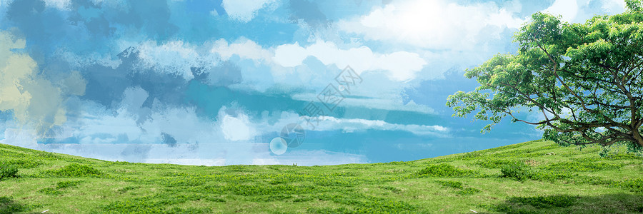 天空草地飞机背景图片