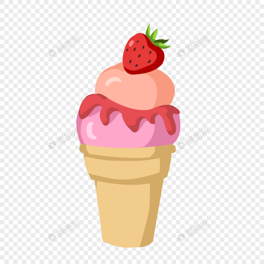 卡通草莓水果冰淇淋图片