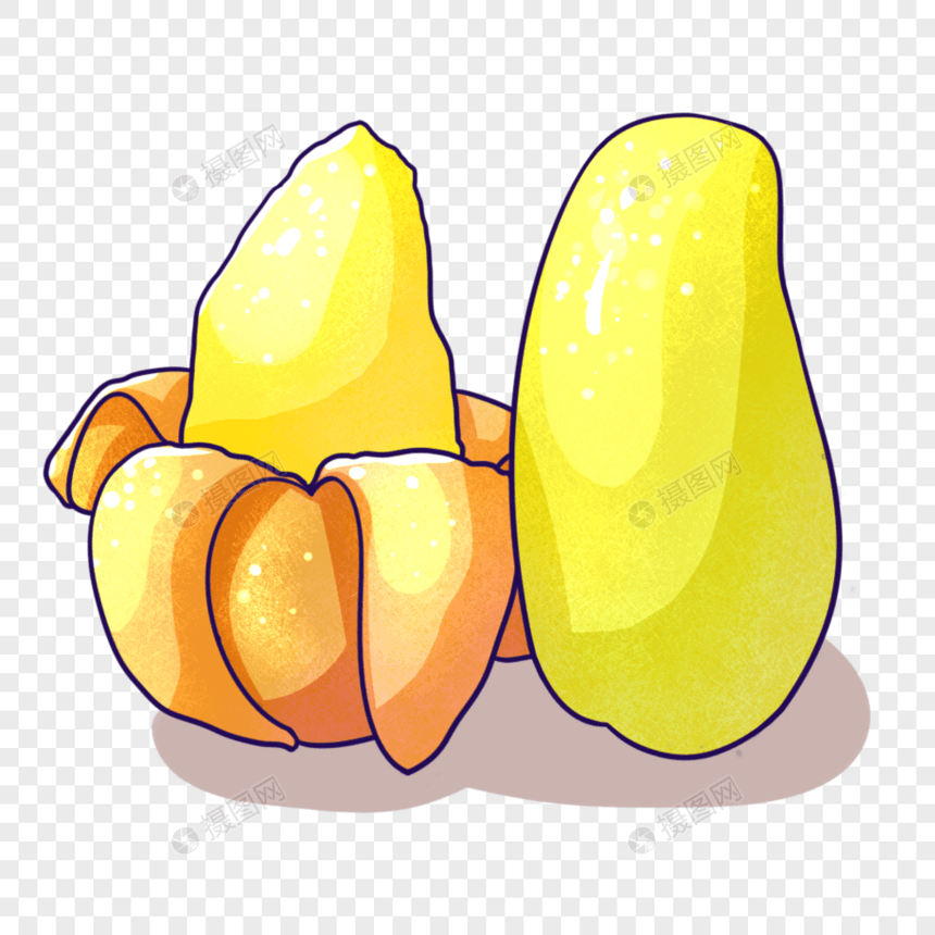 卡通黄色剥开的芒果插图图片