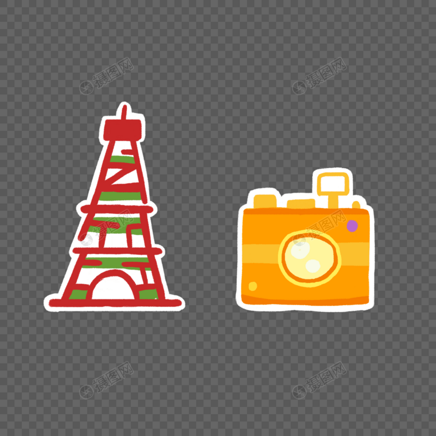 旅行贴纸埃菲尔铁塔相机图片