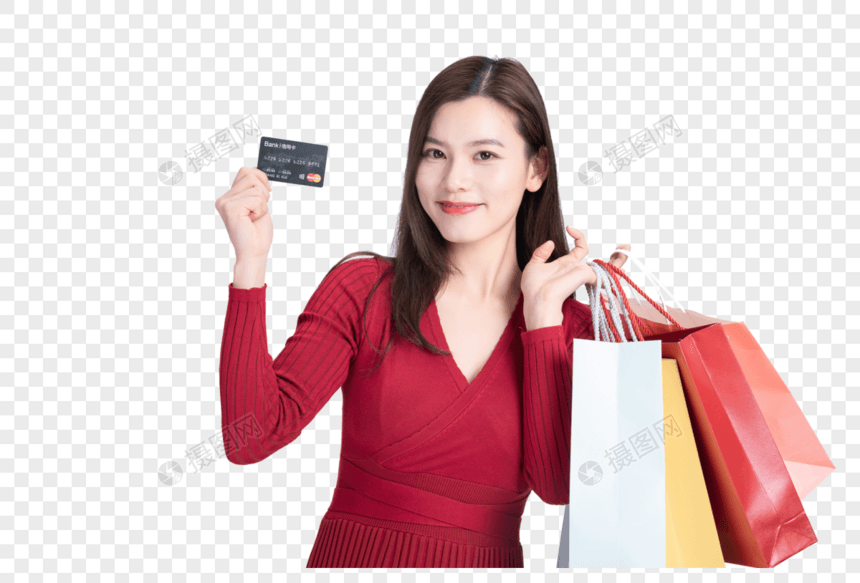时尚女性购物刷卡消费图片