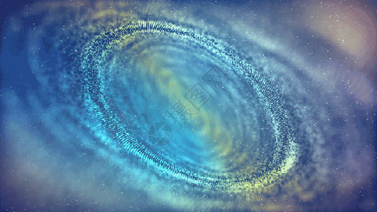 蓝色椭圆星系唯美粒子光圈gif高清图片