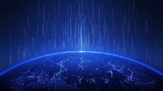 旋转线条蓝色光线地球动态科技背景gif高清图片