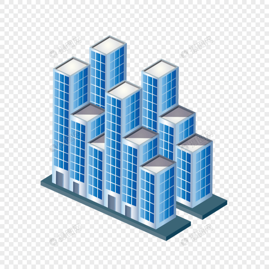 AI矢量图2.5D建筑高楼大厦住宅区房子图片