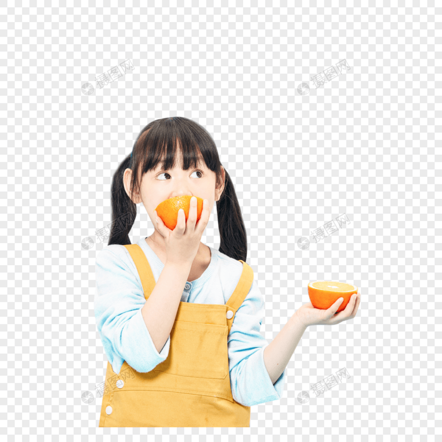 小女孩吃橙子图片