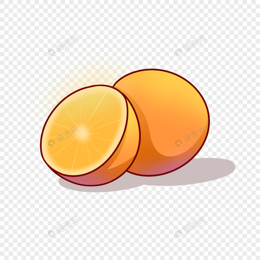 一颗切开的橙子图片