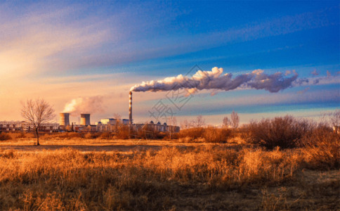被污染的环境内蒙古海拉尔大烟囱gif高清图片