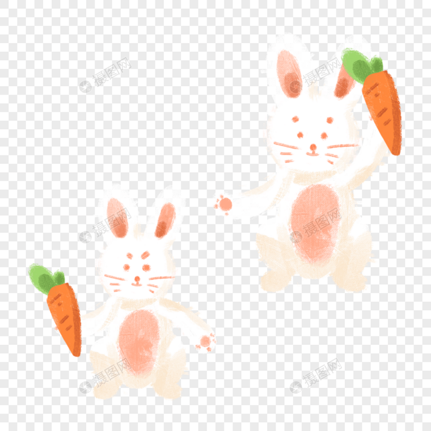 拿着萝卜的兔子图片