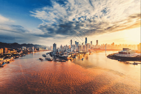 轮船码头唯美重庆城市风光gif高清图片