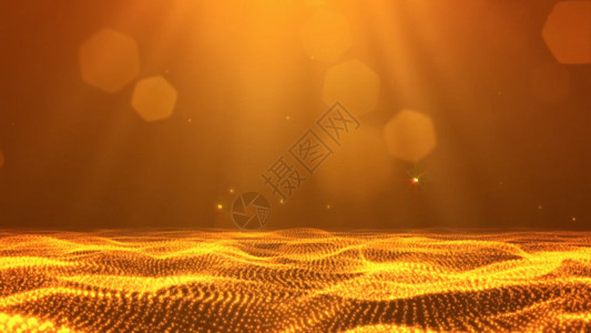 灯照金色粒子光线海平面GIF高清图片