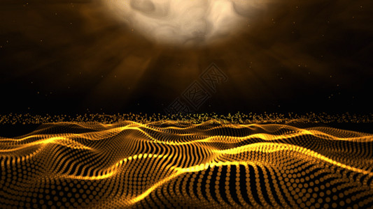 天空中飞鸟海黄色粒子海波浪动画GIF高清图片