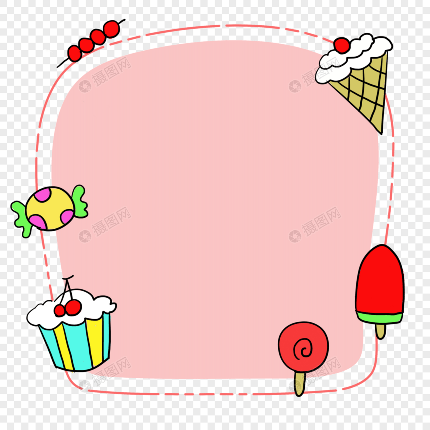 手绘甜品冰淇淋边框对话框图片