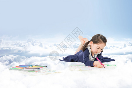画画小女孩儿童教育设计图片