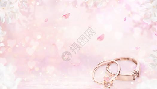 黄金红宝石戒指梦幻婚礼背景设计图片