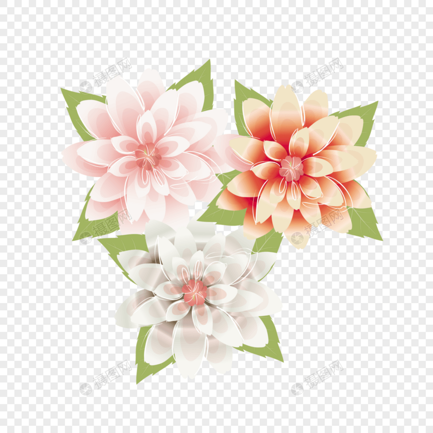 AI矢量图植物花蕊渐变立体花朵图片