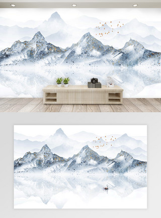 节气背景墙冬季雪景背景墙模板