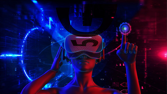 眼镜少年VR科技5G场景设计图片