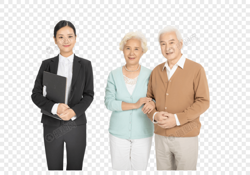 老年夫妻和保险顾问图片