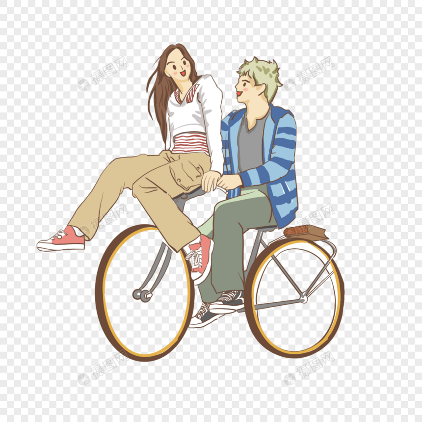 骑自行车的情侣图片