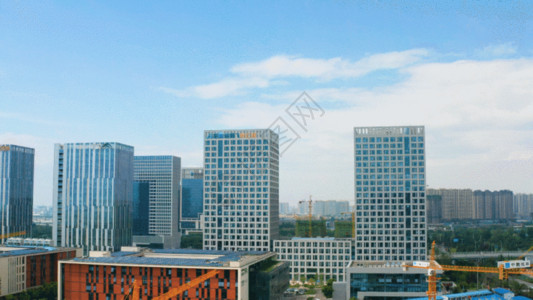 杭州写字楼航拍高楼建设GIF高清图片