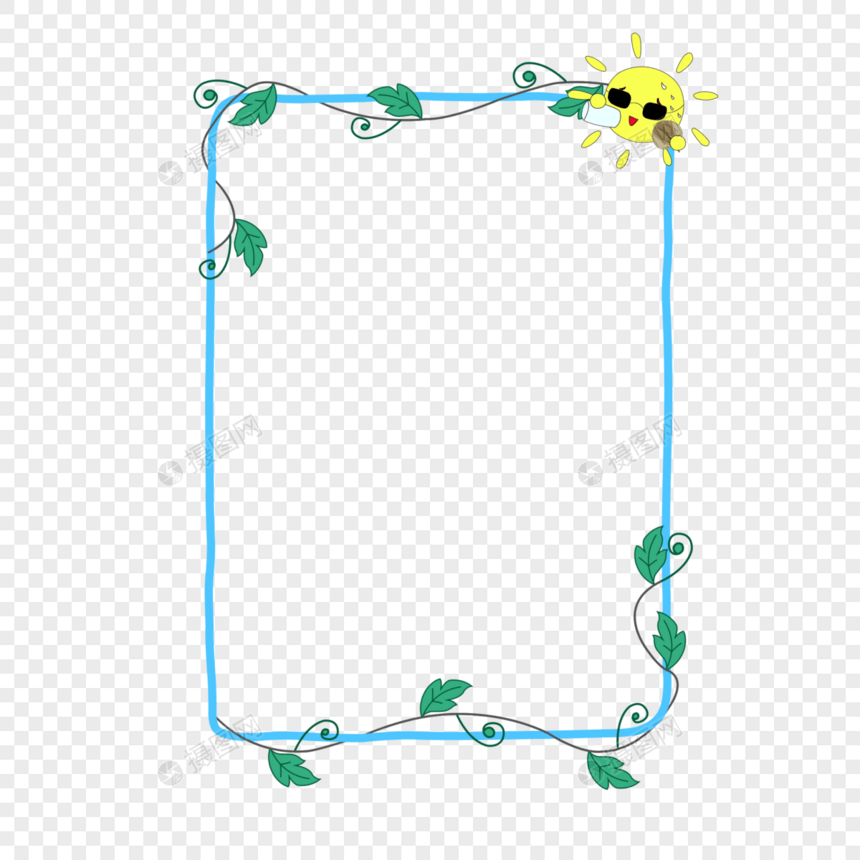 夏季小清新蓝色边框图片