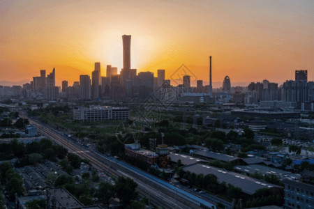北京国贸园日落北京国贸延时GIF高清图片