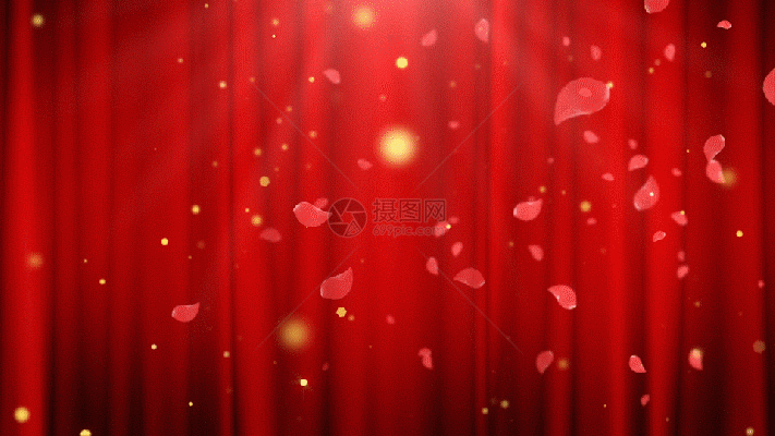 唯美舞台幕布花瓣动态GIF图片
