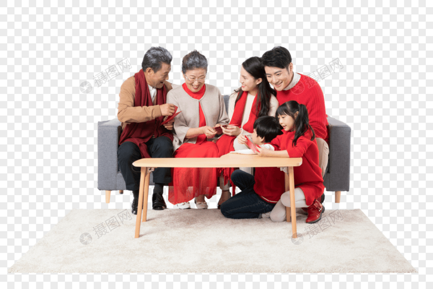 新年家庭发红包压岁钱图片