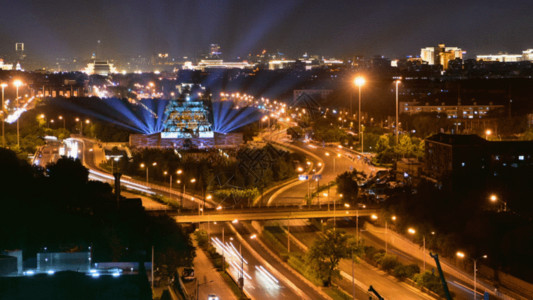 夜景埃菲尔铁塔北京永定门灯光节延时摄影GIF高清图片