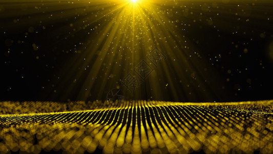地面上金色粒子光线动画GIF高清图片