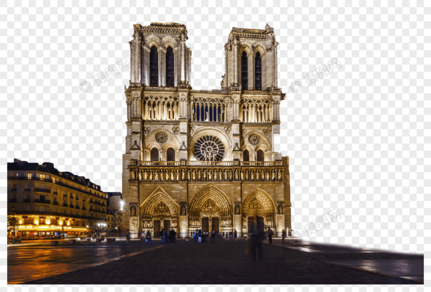巴黎圣母院夜景图片