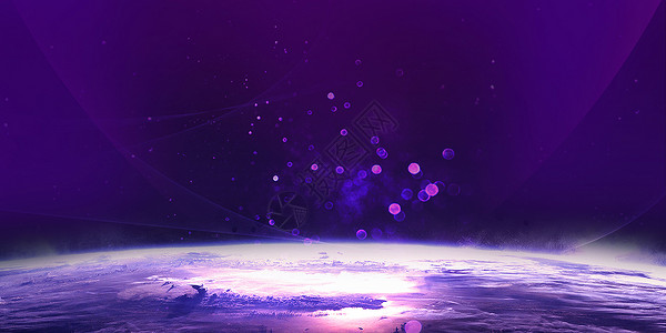 可爱紫色星球紫色科技背景设计图片