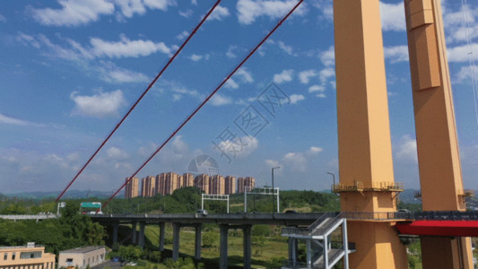 电线上鸽子长江大桥GIF高清图片