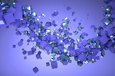 3D方块粒子空间背景几何高清图片素材