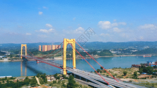 延时长江大桥交通GIF图片