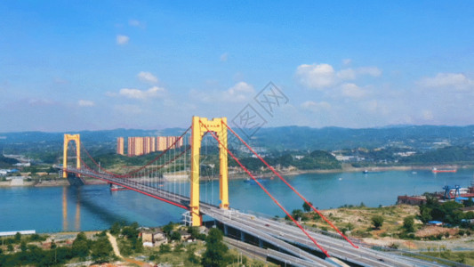 跨国运输延时长江大桥交通GIF高清图片