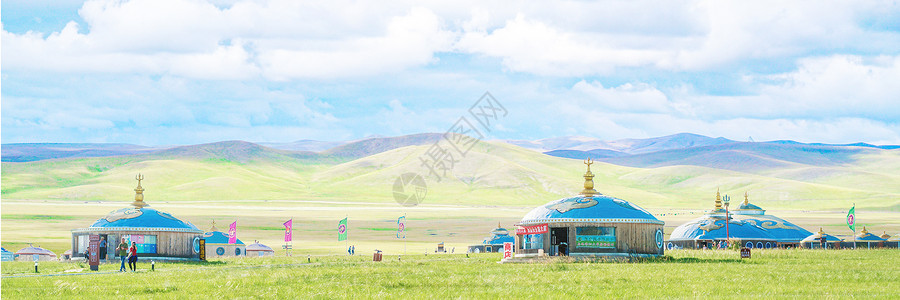 蒙古包草原天空草地背景设计图片