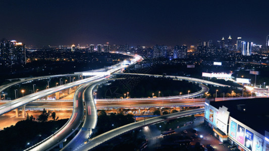 乌镇夜景城市夜景交通枢纽延时GIF高清图片