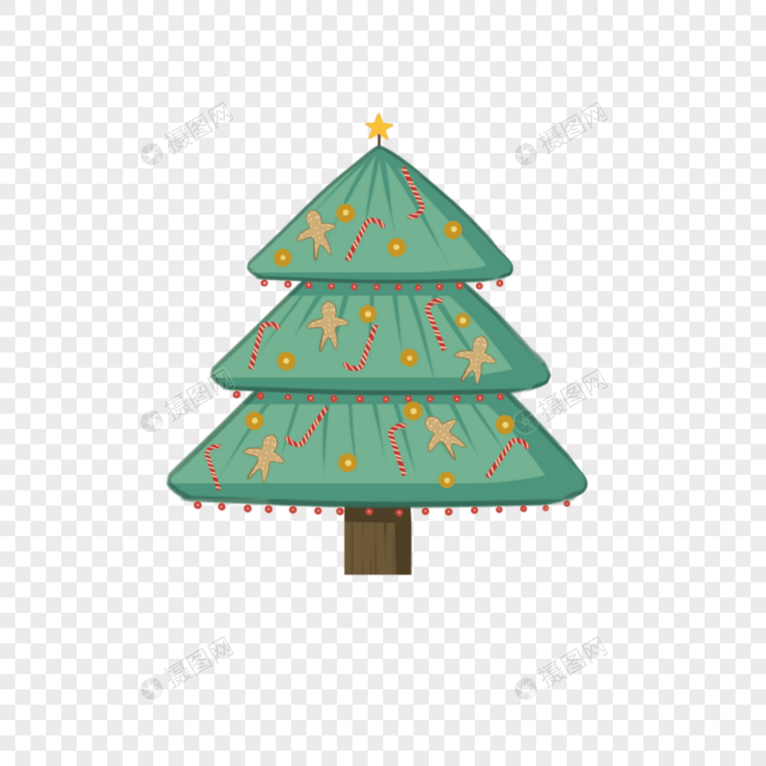 挂着姜饼人的圣诞树图片
