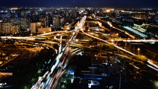 路夜景北京四惠桥夜晚延时GIF高清图片