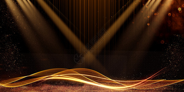 金色舞台灯光大气黑金背景设计图片