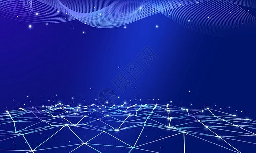 粒子网状蓝色商务线条科技背景设计图片